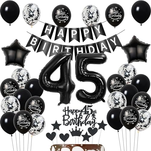 Luftballons 45 Geburtstag Dekoration,Schwarz Tortendeko Geburtstag 45 Jahre Mann,deko 45. Geburtstag frauen Männer,Tortendeko 45. Geburtstag Mann frau,Geburtstagsdeko 45 Jahre frauen Schwarz Luftballons 45 Geburtstag Dekoration,Schwarz Tortendeko Geburtstag 45 Jahre Mann,deko 45. Geburtstag frauen Männer,Tortendeko 45. Geburtstag Mann frau,Geburtstagsdeko 45 Jahre frauen Schwarz von Hongyantech
