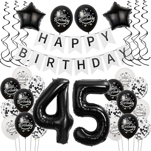 Luftballons 45 Geburtstag Dekoration Frauen Mann Schwarz weiß, deko 45. Geburtstag für Frauen Mann,45 Frau Geburtstagsdeko 45 jahre Männer Schwarz, Ballon 45. geburtstag Frauen deko weiß Luftballons 45 Geburtstag Dekoration Frauen Mann Schwarz weiß, deko 45. Geburtstag für Frauen Mann,45 Frau Geburtstagsdeko 45 jahre Männer Schwarz, Ballon 45. geburtstag Frauen deko weiß von Hongyantech