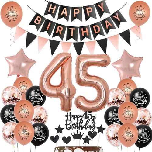 Luftballons 45 Geburtstag deko Frauen Schwarz rosegold,ballon 45.Geburtstag deko für Frauen,deko 45 Geburtstag Frauen Tortendeko 45.geburtstag Frauen,Geburtstagsdeko 45 jahre Frau Dekoration Luftballons 45 Geburtstag deko Frauen Schwarz rosegold,ballon 45.Geburtstag deko für Frauen,deko 45 Geburtstag Frauen Tortendeko 45.geburtstag Frauen,Geburtstagsdeko 45 jahre Frau Dekoration von Hongyantech