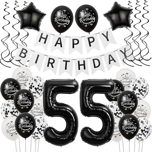 Luftballons 55 Geburtstag Dekoration Frauen Mann Schwarz weiß, deko 55. Geburtstag für Frauen Mann,55 Frau Geburtstagsdeko 55 jahre Männer Schwarz , Ballon 55. geburtstag Frauen deko weiß Luftballons 55 Geburtstag Dekoration Frauen Mann Schwarz weiß, deko 55. Geburtstag für Frauen Mann,55 Frau Geburtstagsdeko 55 jahre Männer Schwarz , Ballon 55. geburtstag Frauen deko weiß von Hongyantech