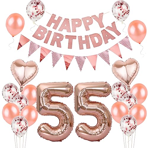 Hongyantech Luftballon-Set 16 Stück, Rose Gold, Geburtstagsdeko, 55. Geburtstag, Erwachsene, Männer, Frauen Hongyantech Luftballon-Set 16 Stück, Rose Gold, Geburtstagsdeko, 55. Geburtstag, Erwachsene, Männer, Frauen von Hongyantech