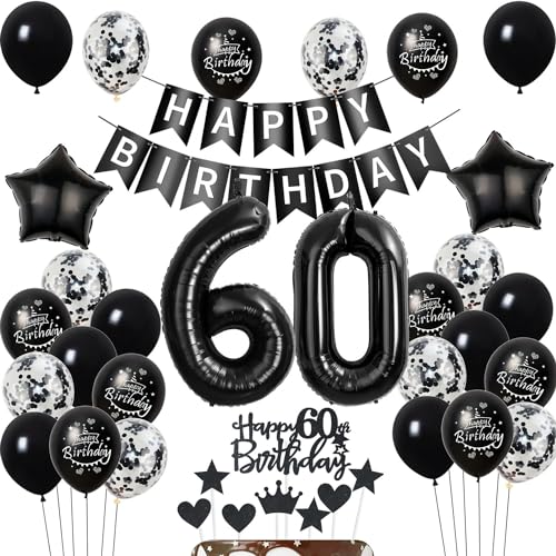 Luftballons 60 Geburtstag Dekoration,Schwarz Tortendeko Geburtstag 60 Jahre Mann,deko 60. Geburtstag frauen Männer,Tortendeko 60. Geburtstag Mann frau,Geburtstagsdeko 60 Jahre frauen Schwarz Luftballons 60 Geburtstag Dekoration,Schwarz Tortendeko Geburtstag 60 Jahre Mann,deko 60. Geburtstag frauen Männer,Tortendeko 60. Geburtstag Mann frau,Geburtstagsdeko 60 Jahre frauen Schwarz von Hongyantech