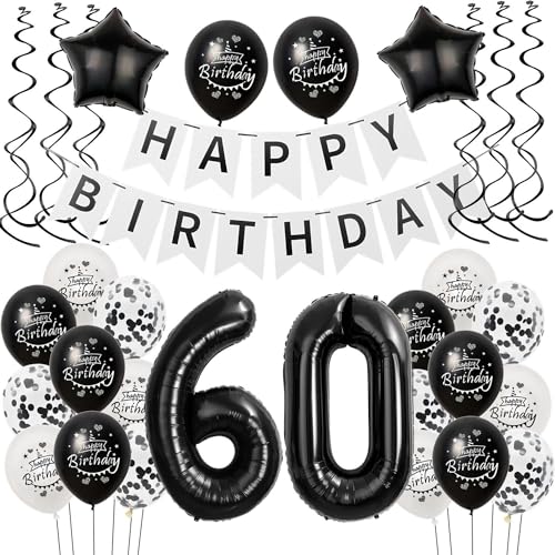 Luftballons 60 Geburtstag Dekoration Frauen Mann Schwarz weiß, deko 60. Geburtstag für Frauen Mann,60 Frau Geburtstagsdeko 60 jahre Männer Schwarz , Ballon 60. geburtstag Frauen deko weiß Luftballons 60 Geburtstag Dekoration Frauen Mann Schwarz weiß, deko 60. Geburtstag für Frauen Mann,60 Frau Geburtstagsdeko 60 jahre Männer Schwarz , Ballon 60. geburtstag Frauen deko weiß von Hongyantech