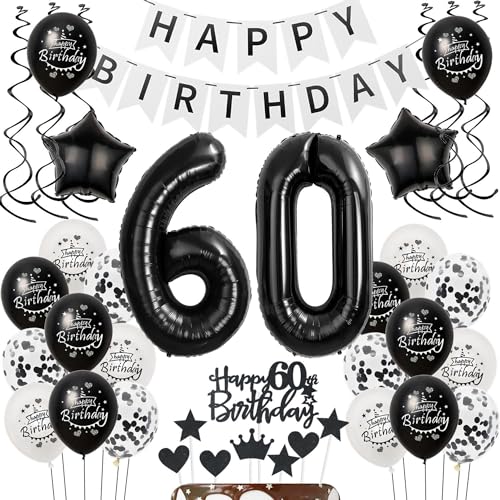Luftballons 60 Geburtstag Dekoration frauen Mann Schwarz weiß, deko 60. Geburtstag frauen,Tortendeko 60 Geburtstag frauen ,Geburtstagsdeko 60 jahre Männer Schwarz Ballon 60. geburtstag frau Luftballons 60 Geburtstag Dekoration frauen Mann Schwarz weiß, deko 60. Geburtstag frauen,Tortendeko 60 Geburtstag frauen ,Geburtstagsdeko 60 jahre Männer Schwarz Ballon 60. geburtstag frau von Hongyantech