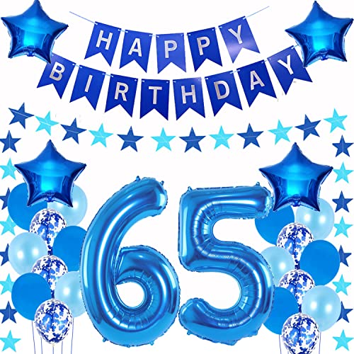 Luftballons 65. geburtstag mann deko blau,Geburtstagsdeko 65 jahre mann,Folienballon 65 Geburtstag Dekoration männer,deko 65. Geburtstag Mann Deko blau,geburtstags banner 65 geburtstag deko Mann von Hongyantech