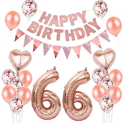Hongyantech Luftballons 66. Geburtstag Frauen Deko Rosegold, 20 Stück, Ballon-Set, Ballons, Dekoration, Frauen, Erwachsene, 66. Geburtstag, Rosa Hongyantech Luftballons 66. Geburtstag Frauen Deko Rosegold, 20 Stück, Ballon-Set, Ballons, Dekoration, Frauen, Erwachsene, 66. Geburtstag, Rosa von Hongyantech