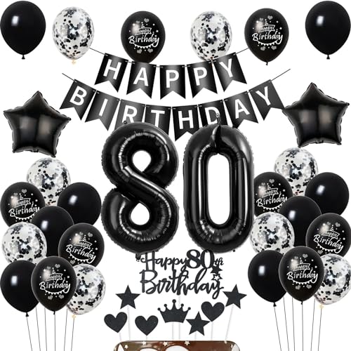 Luftballons 80 Geburtstag Dekoration,Schwarz Tortendeko Geburtstag 80 Jahre Mann,deko 80. Geburtstag frauen Männer,Tortendeko 80. Geburtstag Mann frau,Geburtstagsdeko 80 Jahre frauen Schwarz Luftballons 80 Geburtstag Dekoration,Schwarz Tortendeko Geburtstag 80 Jahre Mann,deko 80. Geburtstag frauen Männer,Tortendeko 80. Geburtstag Mann frau,Geburtstagsdeko 80 Jahre frauen Schwarz von Hongyantech