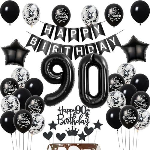 Luftballons 90 Geburtstag Dekoration,Schwarz Tortendeko Geburtstag 90 Jahre Mann,deko 90. frauen Männer,Tortendeko 90. Mann frau,Geburtstagsdeko 90 Jahre frauen Schwarz Luftballons 90 Geburtstag Dekoration,Schwarz Tortendeko Geburtstag 90 Jahre Mann,deko 90. frauen Männer,Tortendeko 90. Mann frau,Geburtstagsdeko 90 Jahre frauen Schwarz von Hongyantech