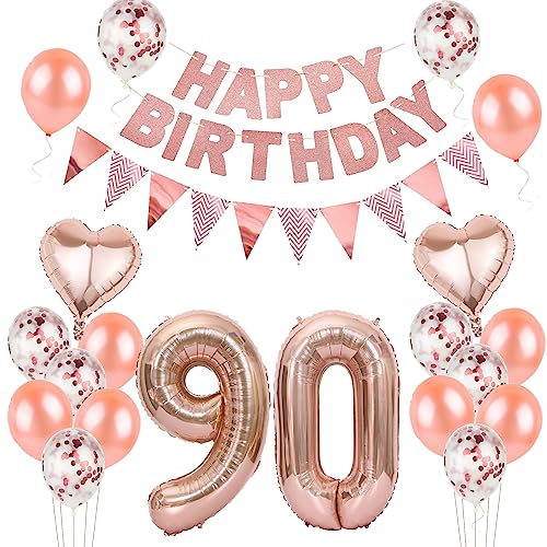 Hongyantech Rosegold Ballons 90. Geburtstag Dekoration für Frauen, 22 Stück, Metallischer Glanz, Hochwertige Dekoration für 90. Geburtstag von Erwachsenen Männern Hongyantech Rosegold Ballons 90. Geburtstag Dekoration für Frauen, 22 Stück, Metallischer Glanz, Hochwertige Dekoration für 90. Geburtstag von Erwachsenen Männern von Hongyantech