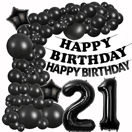 Luftballons Girlande 21 Geburtstag Deko Schwarz Luftballons deko 21. Geburtstag Frauen Mann 21 Jahre Geburtstagdeko Schwarz Black Happy 21 Birthday Girlande Ballons 21. Geburtstag Deko Männer Frau von Hongyantech