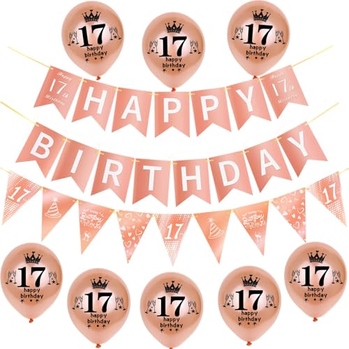 Rosegold Girlande Happy 17th Birthday Banner +17th Geburtstag Triangle Flag Banner + 8 pcs Happy 17th Birthday luftballons 17.Geburtstag deko für Mädchen,17 Geburtstag Mädchen party dekoration Rosegold Girlande Happy 17th Birthday Banner +17th Geburtstag Triangle Flag Banner + 8 pcs Happy 17th Birthday luftballons 17.Geburtstag deko für Mädchen,17 Geburtstag Mädchen party dekoration von Hongyantech