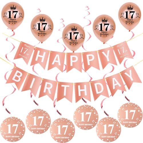 Rosegold Girlande Happy 17th Birthday Banner +Dreiecksflaggen + 17 Geburtstag Hängedeko Spiralen + 5 pcs Happy 17th Birthday luftballons 17.Geburtstag deko für Mädchen,17 Geburtstag Mädchen deko Rosegold Girlande Happy 17th Birthday Banner +Dreiecksflaggen + 17 Geburtstag Hängedeko Spiralen + 5 pcs Happy 17th Birthday luftballons 17.Geburtstag deko für Mädchen,17 Geburtstag Mädchen deko von Hongyantech