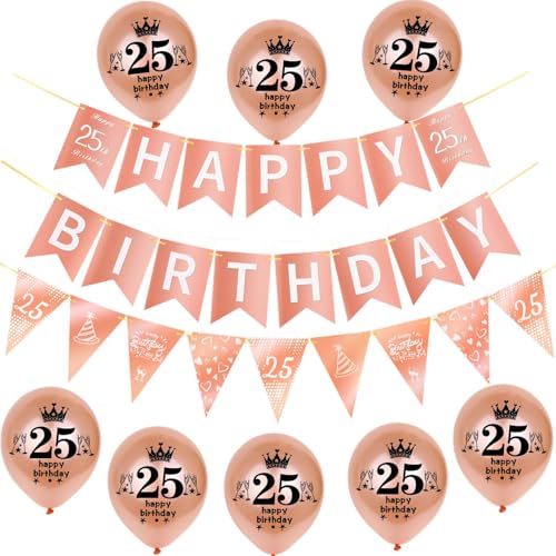 Rosegold Girlande Happy 25th Birthday Banner +25th Geburtstag Triangle Flag Banner + 8 pcs Happy 25th Birthday luftballons 25.Geburtstag deko für Frau Mädchen,25 Geburtstag Frauen party dekoration Rosegold Girlande Happy 25th Birthday Banner +25th Geburtstag Triangle Flag Banner + 8 pcs Happy 25th Birthday luftballons 25.Geburtstag deko für Frau Mädchen,25 Geburtstag Frauen party dekoration von Hongyantech