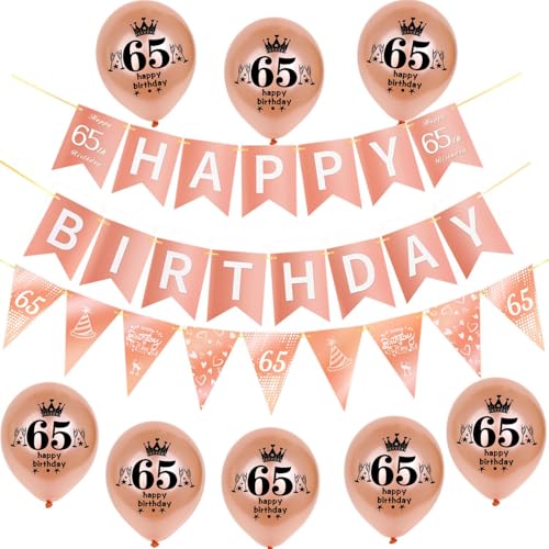 Rosegold Girlande Happy 65th Birthday Banner +65th Geburtstag Triangle Flag Banner + 8 pcs Happy 65th Birthday luftballons 65.Geburtstag deko für Frau Mädchen,65 Geburtstag Frauen party dekoration Rosegold Girlande Happy 65th Birthday Banner +65th Geburtstag Triangle Flag Banner + 8 pcs Happy 65th Birthday luftballons 65.Geburtstag deko für Frau Mädchen,65 Geburtstag Frauen party dekoration von Hongyantech