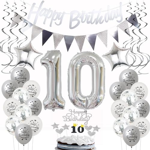 Silber Geburtstagsdeko 10 Jahre Mädchen Junge,ballon 10 Geburtstag Mädchen Deko, Luftballons 10. Geburtstag Deko Mädchen silber,Party Deko 10. Geburtstag Junge Tortendeko 10 Geburtstag Mädchen Silber Geburtstagsdeko 10 Jahre Mädchen Junge,ballon 10 Geburtstag Mädchen Deko, Luftballons 10. Geburtstag Deko Mädchen silber,Party Deko 10. Geburtstag Junge Tortendeko 10 Geburtstag Mädchen von Hongyantech