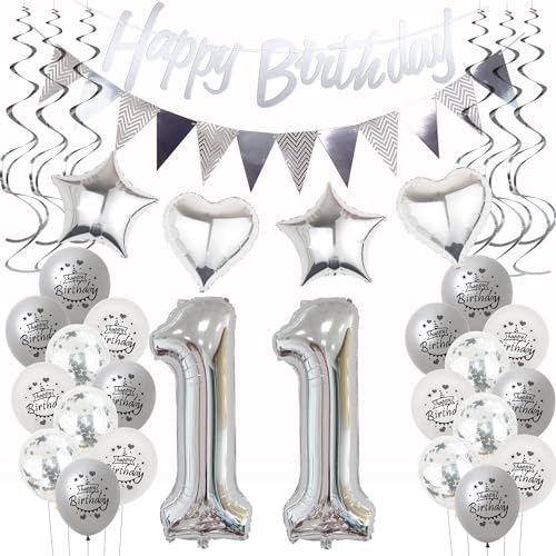 Silber Geburtstagsdeko 11 Jahre Mädchen Jungen,ballon 11 Geburtstag Mädchen Deko, Luftballons 11. Geburtstag Dekoration Mädchen silber,Party Deko 11. Geburtstag Junge 11 Jahre Geburtstagsdeko Silber Geburtstagsdeko 11 Jahre Mädchen Jungen,ballon 11 Geburtstag Mädchen Deko, Luftballons 11. Geburtstag Dekoration Mädchen silber,Party Deko 11. Geburtstag Junge 11 Jahre Geburtstagsdeko von Hongyantech