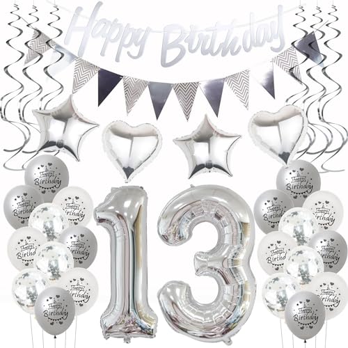 Silber Geburtstagsdeko 13 Jahre Mädchen Jungen,ballon 13 Geburtstag Mädchen Deko, Luftballons 13. Geburtstag Dekoration Mädchen silber ,Party Deko 13. Geburtstag Junge 13 Jahre Geburtstagsdeko Silber Geburtstagsdeko 13 Jahre Mädchen Jungen,ballon 13 Geburtstag Mädchen Deko, Luftballons 13. Geburtstag Dekoration Mädchen silber ,Party Deko 13. Geburtstag Junge 13 Jahre Geburtstagsdeko von Hongyantech