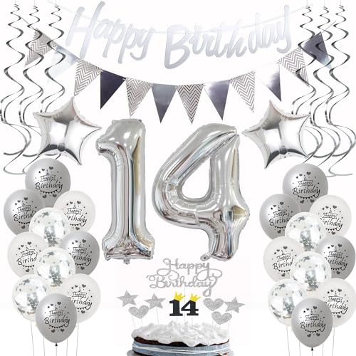 Silber Geburtstagsdeko 14 Jahre Mädchen Junge,ballon 14 Geburtstag Mädchen Deko, Luftballons 14. Geburtstag Deko Mädchen silber ,Party Deko 14. Geburtstag Junge Tortendeko 14 Geburtstag Mädchen Silber Geburtstagsdeko 14 Jahre Mädchen Junge,ballon 14 Geburtstag Mädchen Deko, Luftballons 14. Geburtstag Deko Mädchen silber ,Party Deko 14. Geburtstag Junge Tortendeko 14 Geburtstag Mädchen von Hongyantech
