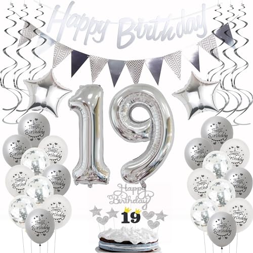 Silber Geburtstagsdeko 19 Jahre Mädchen Junge,ballon 19 Geburtstag Mädchen Deko, Luftballons 19. Geburtstag Deko Mädchen silber ,Party Deko 19. Geburtstag Junge Tortendeko 19 Geburtstag Mädchen Silber Geburtstagsdeko 19 Jahre Mädchen Junge,ballon 19 Geburtstag Mädchen Deko, Luftballons 19. Geburtstag Deko Mädchen silber ,Party Deko 19. Geburtstag Junge Tortendeko 19 Geburtstag Mädchen von Hongyantech