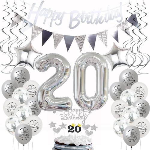 Silber Geburtstagsdeko 20 Jahre Frau Mann,ballon 20 Geburtstag Frauen Deko, Luftballons 20. Geburtstag Deko Frau silber ,Party Deko 20. Geburtstag Männer Tortendeko 20 Geburtstag Frau Mann deko Silber Geburtstagsdeko 20 Jahre Frau Mann,ballon 20 Geburtstag Frauen Deko, Luftballons 20. Geburtstag Deko Frau silber ,Party Deko 20. Geburtstag Männer Tortendeko 20 Geburtstag Frau Mann deko von Hongyantech