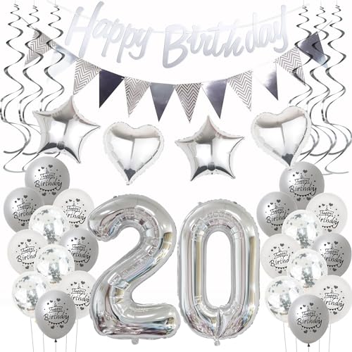 Silber Geburtstagsdeko 20 Jahre Frauen Mann,ballon 20 Geburtstag Frauen Deko, Luftballons 20. Geburtstag Dekoration Frau silber,Party Deko 20. Geburtstag Männer 20 Jahre Frau Geburtstagsdeko Silber Geburtstagsdeko 20 Jahre Frauen Mann,ballon 20 Geburtstag Frauen Deko, Luftballons 20. Geburtstag Dekoration Frau silber,Party Deko 20. Geburtstag Männer 20 Jahre Frau Geburtstagsdeko von Hongyantech