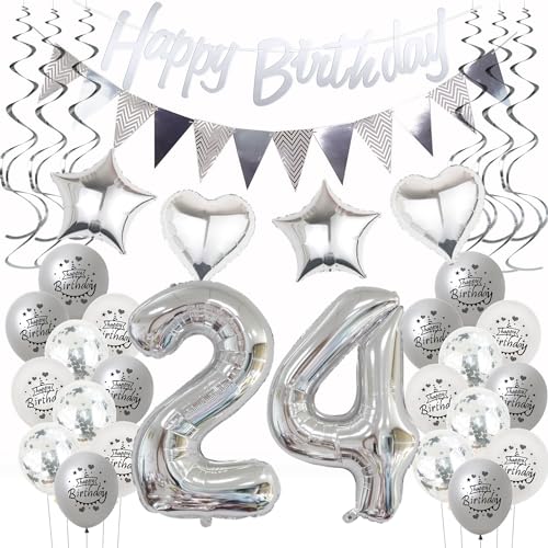 Silber Geburtstagsdeko 24 Jahre Frauen Mann,ballon 24 Geburtstag Frauen Deko, Luftballons 24. Geburtstag Dekoration Frau silber ,Party Deko 24. Geburtstag Männer 24 Jahre Frau Geburtstagsdeko Silber Geburtstagsdeko 24 Jahre Frauen Mann,ballon 24 Geburtstag Frauen Deko, Luftballons 24. Geburtstag Dekoration Frau silber ,Party Deko 24. Geburtstag Männer 24 Jahre Frau Geburtstagsdeko von Hongyantech