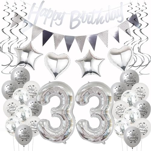 Silber Geburtstagsdeko 33 Jahre Frauen Mann,ballon 33 Geburtstag Frauen Deko, Luftballons 33. Geburtstag Dekoration Frau silber ,Party Deko 33. Geburtstag Männer 33 Jahre Frau Geburtstagsdeko Silber Geburtstagsdeko 33 Jahre Frauen Mann,ballon 33 Geburtstag Frauen Deko, Luftballons 33. Geburtstag Dekoration Frau silber ,Party Deko 33. Geburtstag Männer 33 Jahre Frau Geburtstagsdeko von Hongyantech