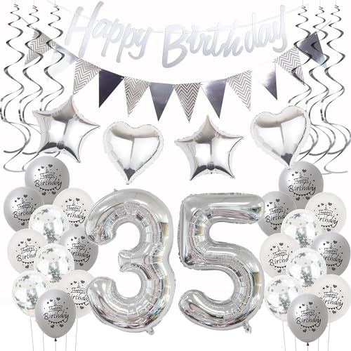 Silber Geburtstagsdeko 35 Jahre Frauen Mann,ballon 35 Geburtstag Frauen Deko, Luftballons 35. Geburtstag Dekoration Frau silber ,Party Deko 35. Geburtstag Männer 35 Jahre Frau Geburtstagsdeko Silber Geburtstagsdeko 35 Jahre Frauen Mann,ballon 35 Geburtstag Frauen Deko, Luftballons 35. Geburtstag Dekoration Frau silber ,Party Deko 35. Geburtstag Männer 35 Jahre Frau Geburtstagsdeko von Hongyantech