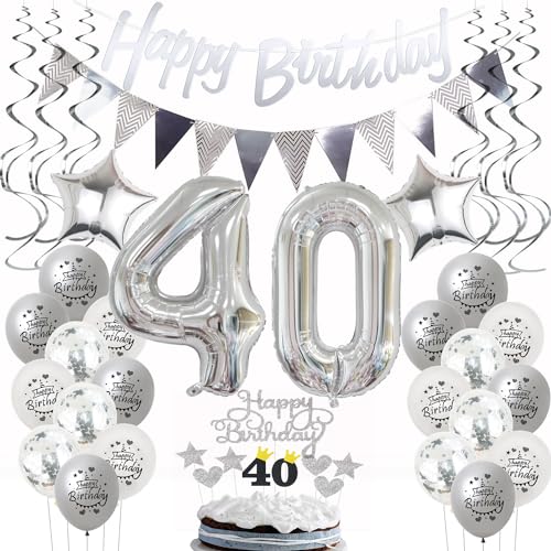 Silber Geburtstagsdeko 40 Jahre Frau Mann,ballon 40 Geburtstag Frauen Deko, Luftballons 40. Geburtstag Deko Frau silber ,Party Deko 40. Geburtstag Männer Tortendeko 40 Geburtstag Frau Mann deko Silber Geburtstagsdeko 40 Jahre Frau Mann,ballon 40 Geburtstag Frauen Deko, Luftballons 40. Geburtstag Deko Frau silber ,Party Deko 40. Geburtstag Männer Tortendeko 40 Geburtstag Frau Mann deko von Hongyantech