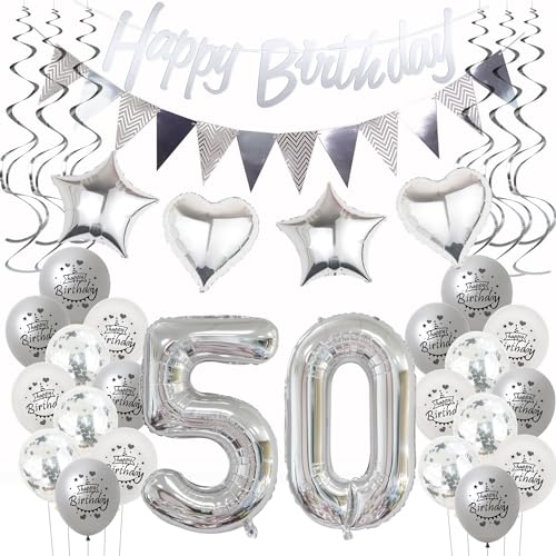 Silber Geburtstagsdeko 50 Jahre Frauen Mann,ballon 50 Geburtstag Frauen Deko, Luftballons 50. Geburtstag Dekoration Frau silber ,Party Deko 50. Geburtstag Männer 50 Jahre Frau Geburtstagsdeko Silber Geburtstagsdeko 50 Jahre Frauen Mann,ballon 50 Geburtstag Frauen Deko, Luftballons 50. Geburtstag Dekoration Frau silber ,Party Deko 50. Geburtstag Männer 50 Jahre Frau Geburtstagsdeko von Hongyantech