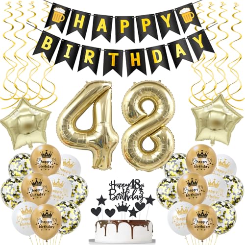 deko 48. geburtstag Frauen Mann deko Schwarz gold ballon 48. geburtstag Mann,deko 48 geburtstag Mann Schwarz luftballon 48.geburtstag deko Mann geburtstagsdeko 48 jahre Geburtstag Deko Männer Frau von Hongyantech