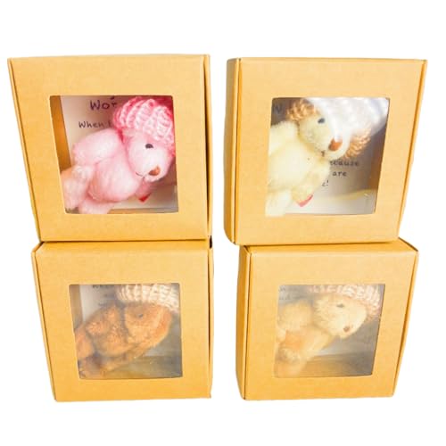 Bär In Einer Box - 4 Teile Weiche Niedliche Plussbären Mit Motivationskarte,Wohndekoration Für Schlafzimmer Schreibtisch Zimmer - Halloween Weihnachten von Honhoha