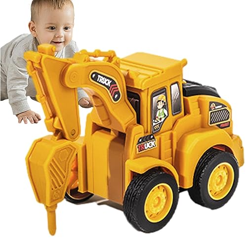 Honhoha Spielzeug für Baustellenfahrzeuge, Spielzeug für Baufahrzeuge, Tragbare Wiederverwendbare BAU-Straßenwalze und Bohrmaschine, Auto-Pfahlantrieb, Geburtstagsspielzeug für Kleinkinder, Jungen von Honhoha