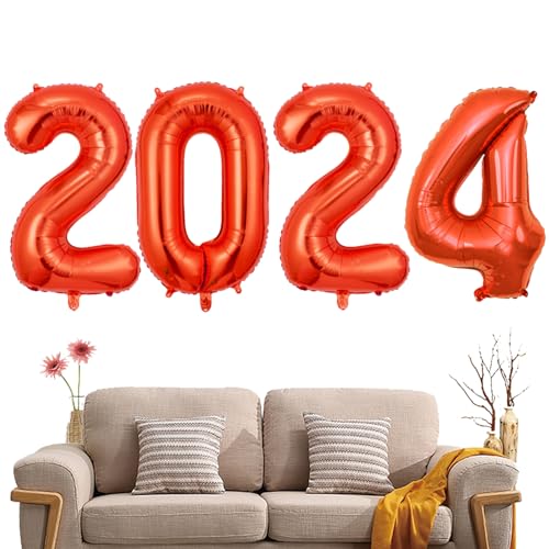 Silberne 2024 Luftballons | 40-Zoll-Heliumballons mit Ziffern - Ästhetisch glänzende große Universalballons 2024 Mylar-Ballons für Silvester Honhoha von Honhoha