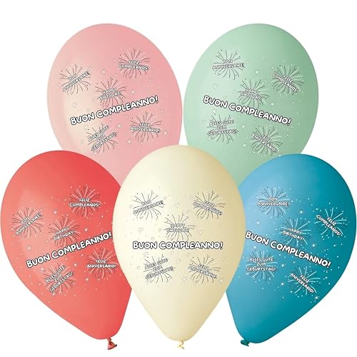 HONOS BIO - 20 biologisch abbaubare Pastellballons mit "Happy Birthday" in verschiedenen Sprachen, ökologische Dekorationen für Partys und besondere Anlässe von Honos bio balloons