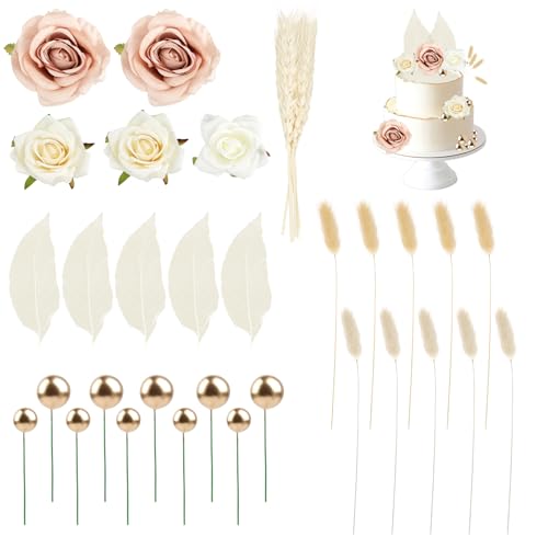 Honosen 35 Stk Boho Tortendeko, Wiederverwendbare Kuchen Deko Set, Cake Topper Geburtstag mit Künstliche Rosenblüten, Schweif Gras, Kuchendeko für Mädchen Frauen Geburtstag Hochzeit Dekoration Honosen 35 Stk Boho Tortendeko, Wiederverwendbare Kuchen Deko Set, Cake Topper Geburtstag mit Künstliche Rosenblüten, Schweif Gras, Kuchendeko für Mädchen Frauen Geburtstag Hochzeit Dekoration von Honosen