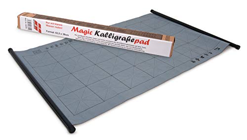 Honsell 48605 Magic Kalligrafiepad, ca. 63,5 x 38 cm aufgerollt, Tuch mit Rasteraufdruck und rückseitige Veloursbeschichtung, zum Üben und Erlernen der Kalligrafie-Technik mit Wasser, weiß von Honsell