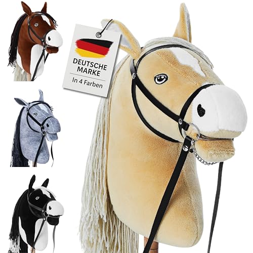 Hoofly® Hobby Horse Beige (Haflinger) - Großes Steckenpferd für Kinder A3 mit Schraubstab/Horsing Hobby Horse Pferde Set mit Trense in 4 Farben/Steckenpferde Stockpferd mit Zubehör Hors von Hoofly