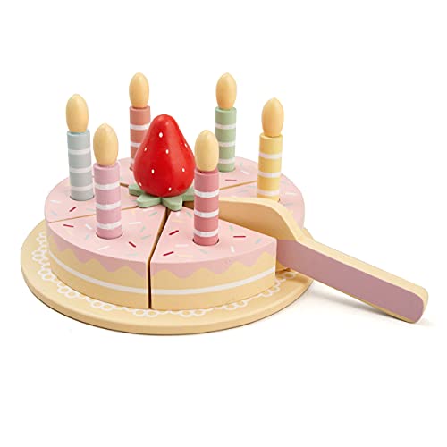 Hooga Playroom Hölzerne Geburtstagstorte vorgeben spielen Lebensmittel Spielzeug für Kinder, Geburtstag Schneiden Spielzeug Kuchen für Jungen & Mädchen mit abnehmbaren Kerzen, Erdbeere Dekoration-Rosa Hooga Playroom Hölzerne Geburtstagstorte vorgeben spielen Lebensmittel Spielzeug für Kinder, Geburtstag Schneiden Spielzeug Kuchen für Jungen & Mädchen mit abnehmbaren Kerzen, Erdbeere Dekoration-Rosa von Hooga Playroom