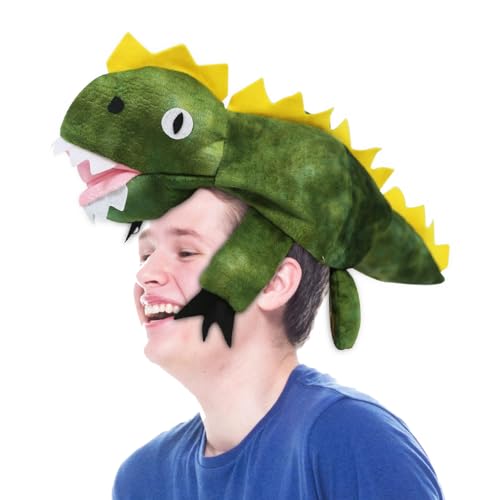 Hooin Dinosaurier-Hut. Handgefertigter Dinosaurier-Kostüm-Partyhut. Kostüm-Kopfbedeckung in Erwachsenengröße. von Hooin