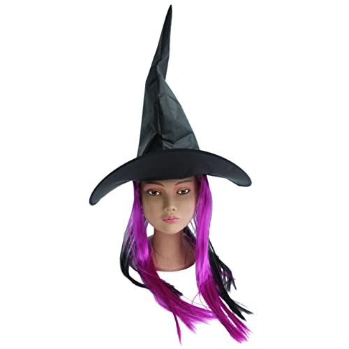 Hooin Halloween Hexenhut mit wunderschöner Perücke Perfekt für magische Kostüme (Lila) von Hooin