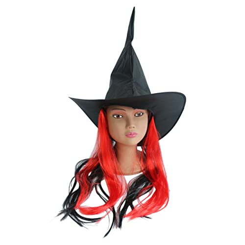 Hooin Halloween Hexenhut mit wunderschöner Perücke Perfekt für magische Kostüme (Rot) von Hooin