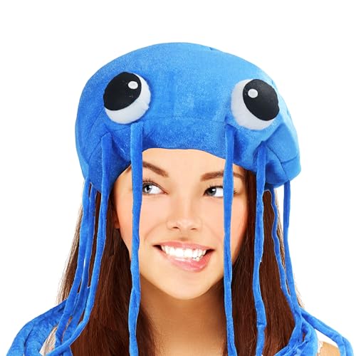 Hooin Quallen-Kostümhüte. Handgefertigter Quallen-Kostüm-Partyhut. Kostüm-Kopfbedeckung in Erwachsenengröße. (Blau) von Hooin