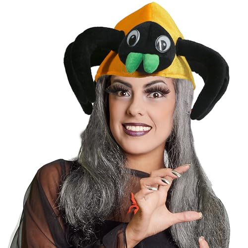Hooin Spinnenhut mit 4 Beinpaaren – Größeneinheit für Erwachsene, Accessoire für Halloween- & Cosplay-Partys, ausgefallenes Kostümzubehör (Orange) von Hooin