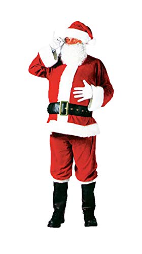 Hooin Weihnachtsmann-Kostüme Set 7-teiliges Weihnachtsmann-Kostüm für Erwachsene Hut mit Perücke, Bart, Kostüm, Handschuhen, Gürtel, Hose, Stiefel. von Hooin