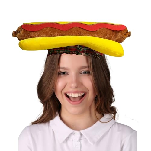 Hotdog-Hut - Erwachsenengröße Lustiges Kostüm-Kopfaccessoire für Faschingsfeiern, Halloween-Partys, Cosplay & Festivals von Hooin