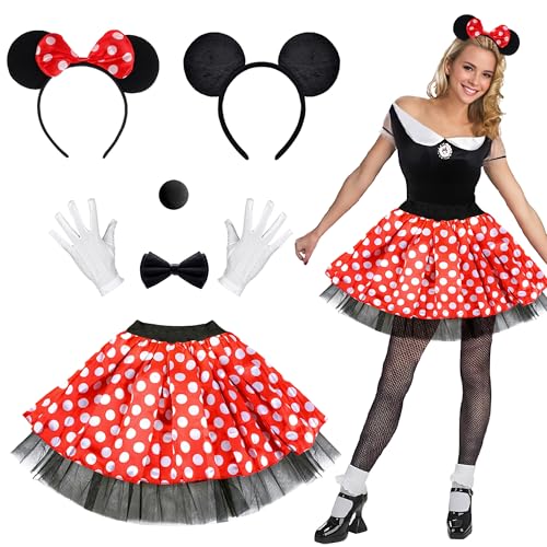 Hook Rock Punkte Rot Weiß Karneval Kostüm Damen Maus Mouse Kostüm Rot Weiß Schwarz mit Tutu Gepunktet + Haarreifen mit Maus Ohren und Schleife für Fasching Karneval Motto Party Hook Rock Punkte Rot Weiß Karneval Kostüm Damen Maus Mouse Kostüm Rot Weiß Schwarz mit Tutu Gepunktet + Haarreifen mit Maus Ohren und Schleife für Fasching Karneval Motto Party von Hook