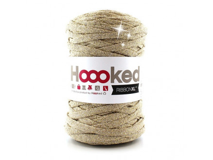 Hoooked Ribbon XL T-Shirt Garn Unicolor Lurex 2 Golden Dust von Hoooked