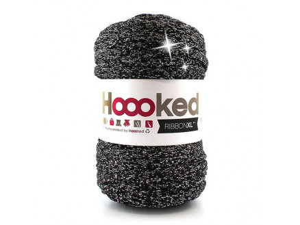 Hoooked Ribbon XL T-Shirt Garn Unicolor Lurex 3 Black Sparkle von Hoooked