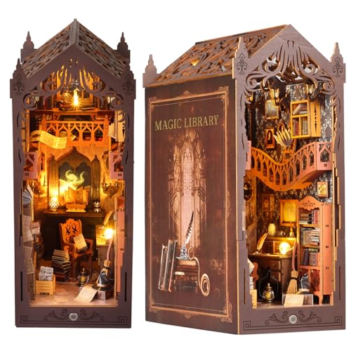 Book Nook Kit,DIY Miniatur Puppenhaus Booknook Kit mit Licht für Buchstütze,3D Puzzle Magische Station Book Nook Kit, Holz Puzzle Buchstütze Bücherregal einfügen Dekor für Jugendliche und Erwachsen Book Nook Kit,DIY Miniatur Puppenhaus Booknook Kit mit Licht für Buchstütze,3D Puzzle Magische Station Book Nook Kit, Holz Puzzle Buchstütze Bücherregal einfügen Dekor für Jugendliche und Erwachsen von HooySprs